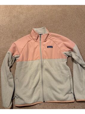 Patagonia Zip-Up Better Sweater fleece Jacket in Dusty Pink and Light Gray/tan